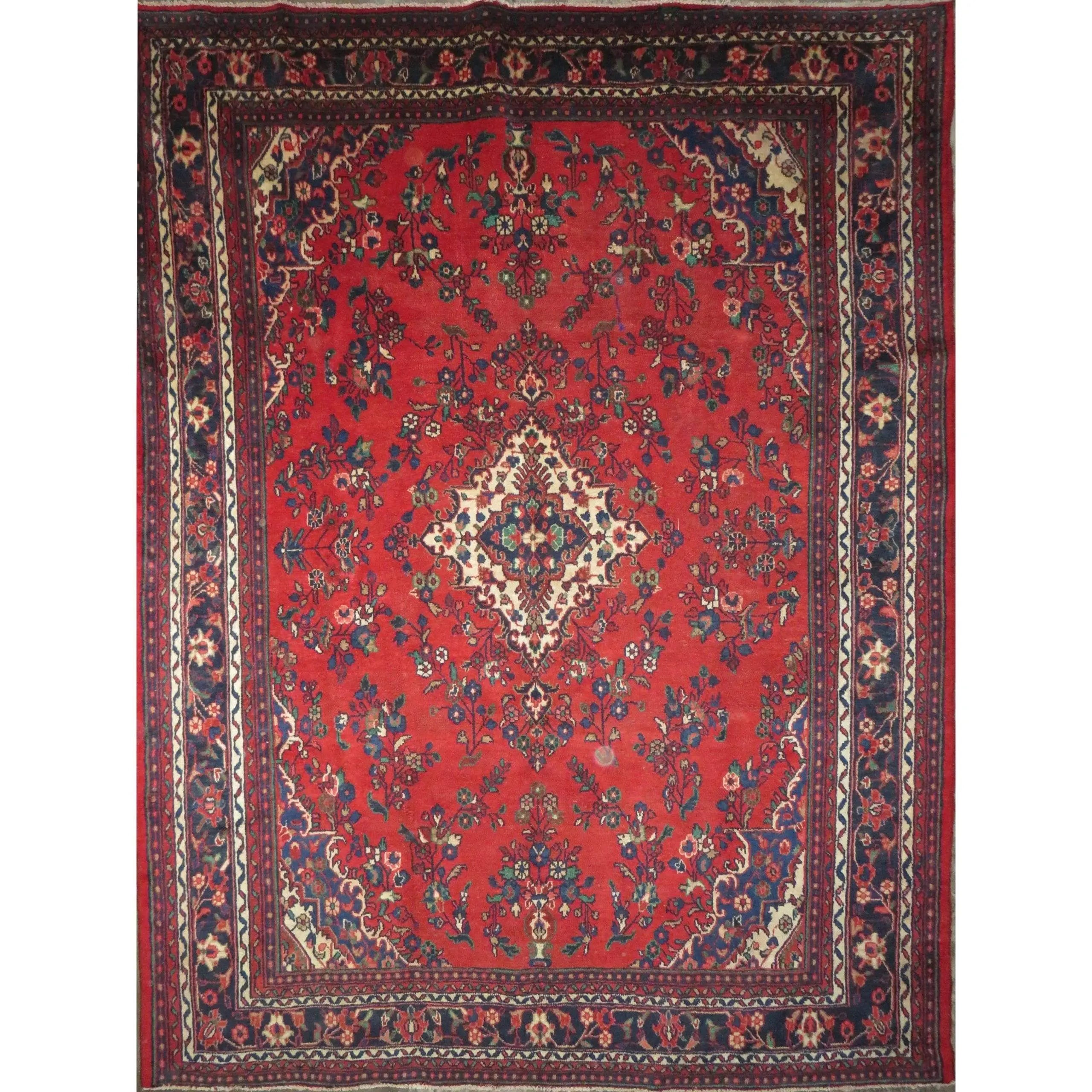 One Of The Kind Hand-Knotted Persian Wool Rug _ Luxurious Vintage Design, 11'5" x 8'6", Artisan Crafted